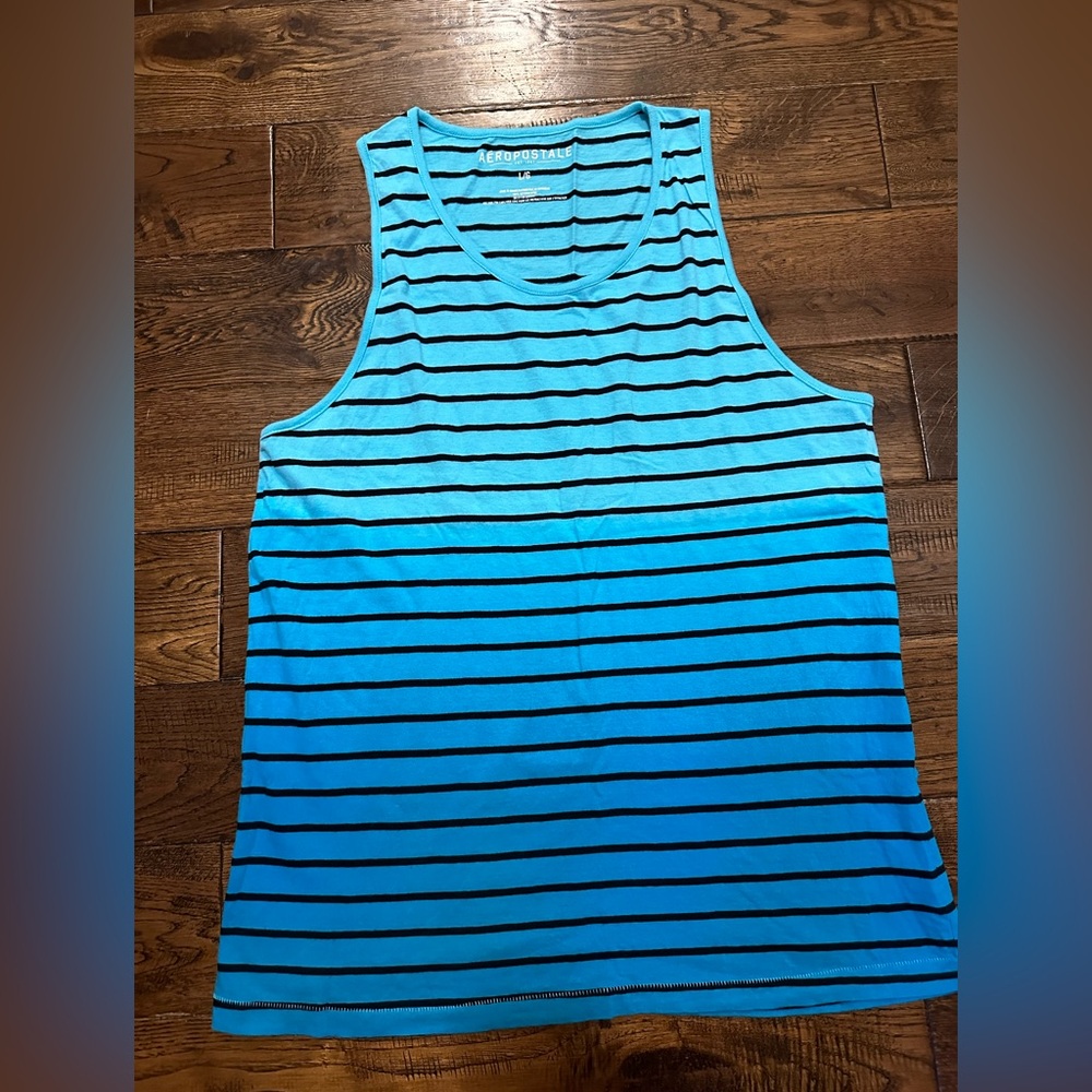 Aeropostale Aqua and Black Striped Tank